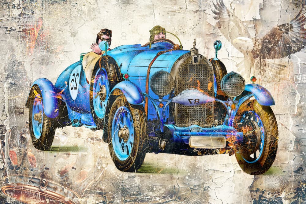 Vintage Blue Race Car by Rafal Kulik — canvas wall art