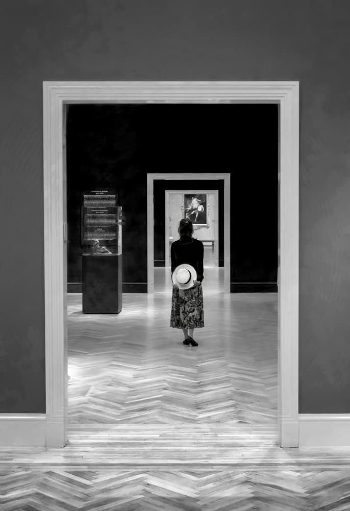 Elegant Museum Walk by Jiahong Zeng — canvas wall art