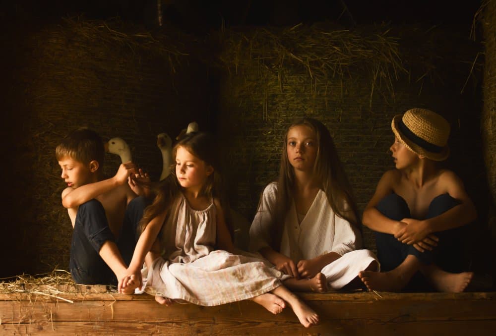 Farm Children with Ducks by Małgorzata Masarz — canvas wall art