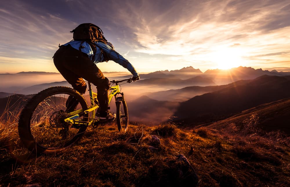 Golden Hour Mountain Biking by Sandi Bertoncelj — canvas wall art