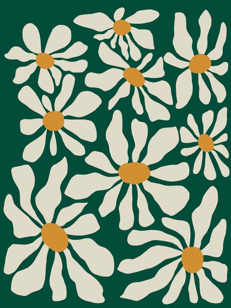 Groovy Daisy Garden by Miho Art Studio — canvas wall art