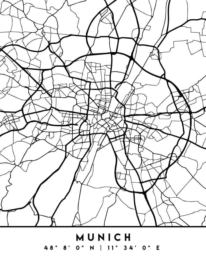 Munich City Map by Emiliano Deificus — canvas wall art