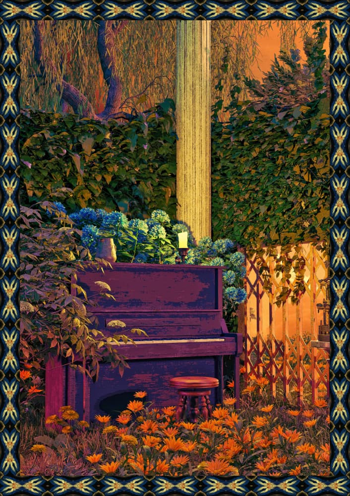 Enchanted Garden Piano by CosmoZach — canvas wall art