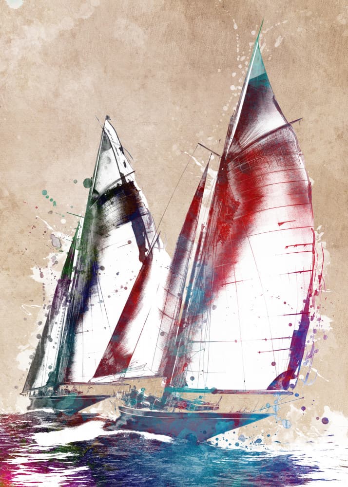 Dynamic Sailboat Racing by Justyna Jaszke — canvas wall art