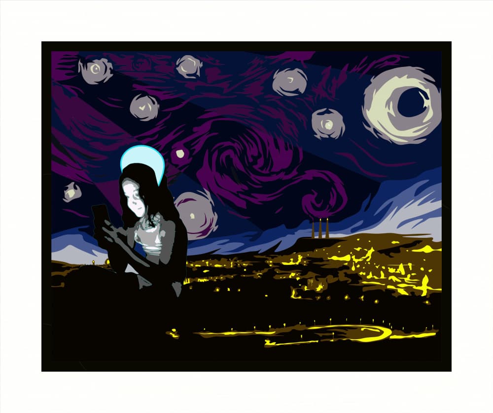 Digital Starry Night by andrea de ranieri — canvas wall art