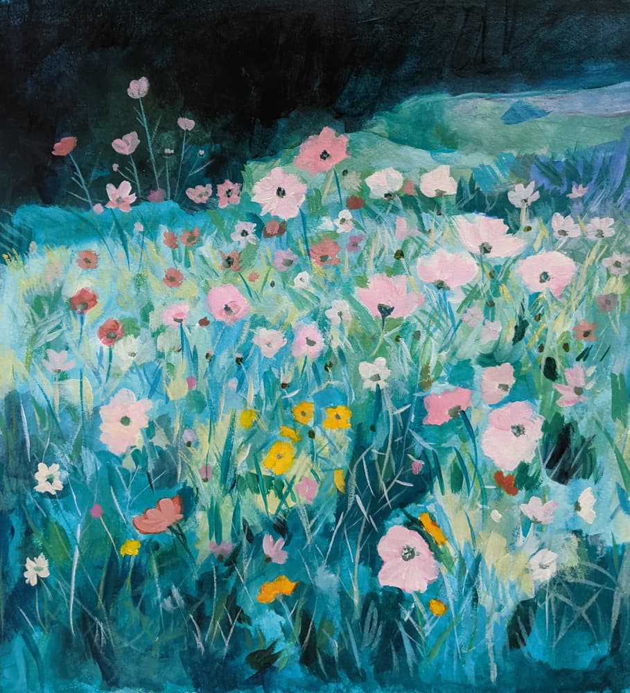 Dreamy Floral Meadow by Claire Whitehead — canvas wall art