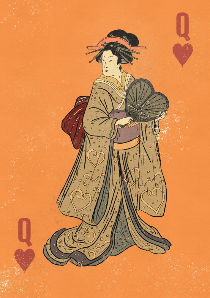 Geisha Queen of Hearts by Nicholas — canvas wall art