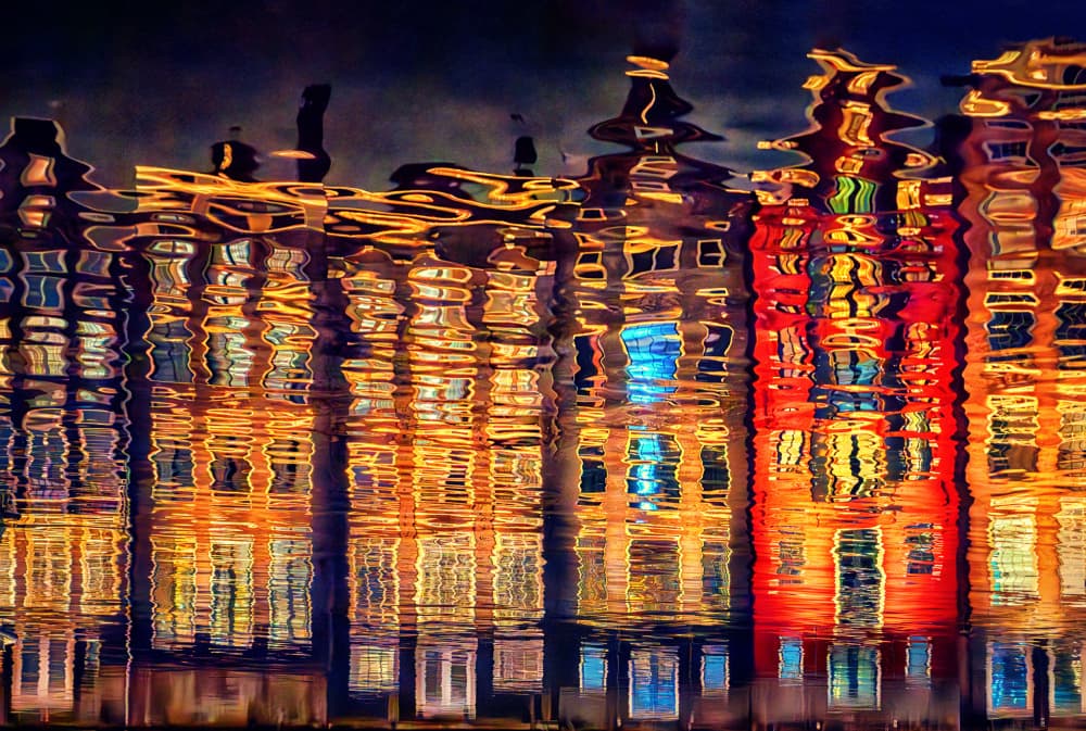 Vibrant City Reflections by Manuel Ponce Luque — canvas wall art