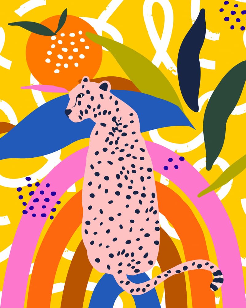 Pink Cheetah Rainbow by Uma Gokhale — canvas wall art