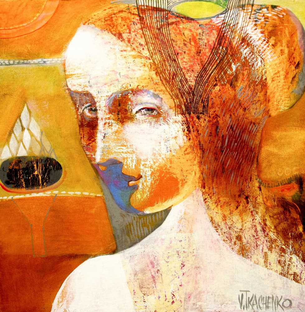 Mysterious Orange Gaze by Victor Tkachenko — canvas wall art