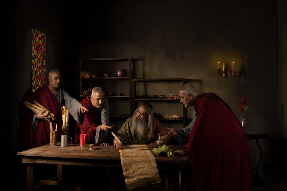 Wise Men Study Scrolls by Lisdiyanto Suhardjo — canvas wall art