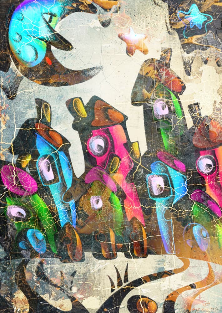 Whimsical Night Village by Rafal Kulik — canvas wall art