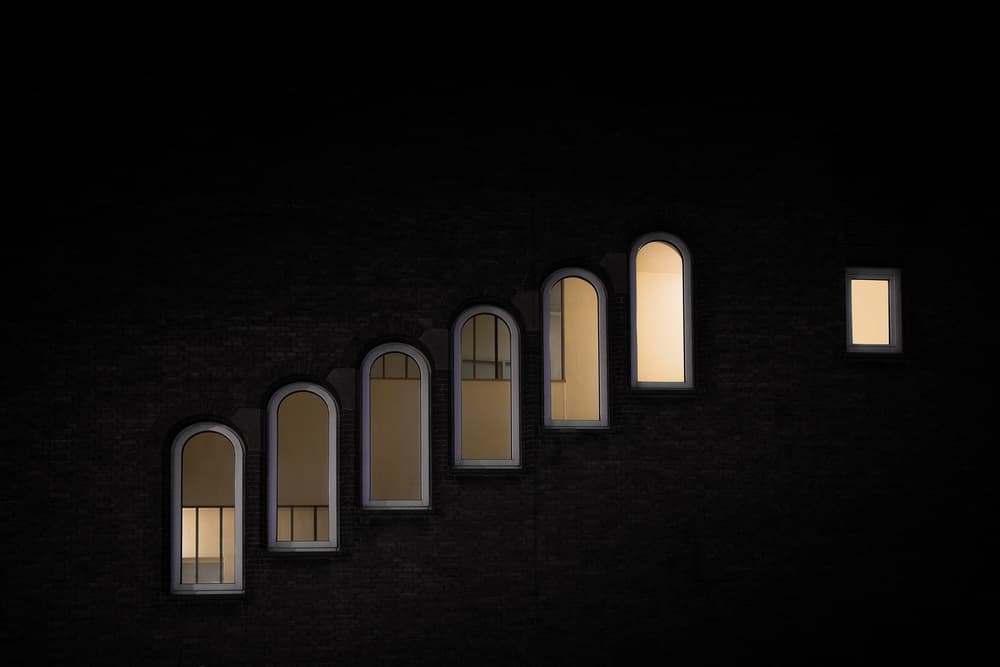 Illuminated Night Windows by Rolf Endermann — canvas wall art