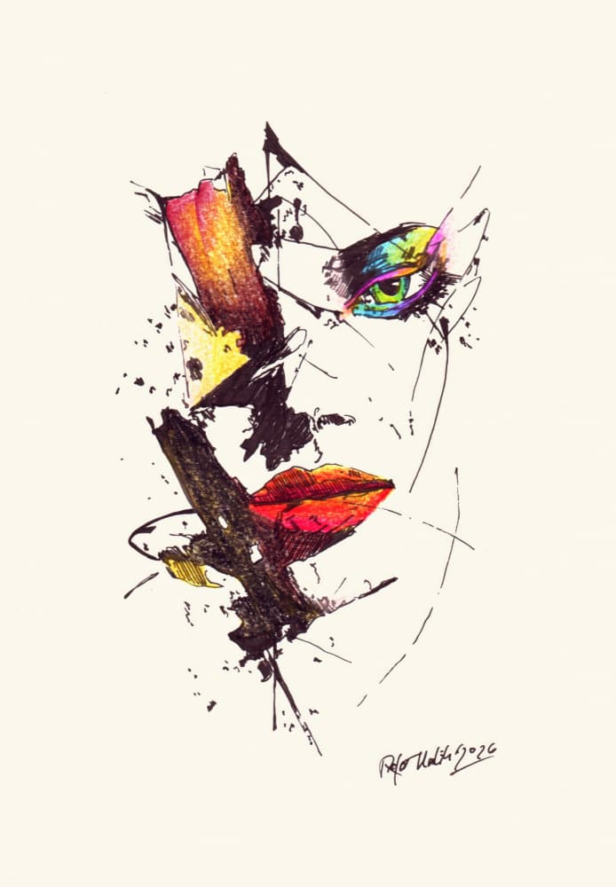 Vibrant Abstract Portrait by Rafal Kulik — canvas wall art