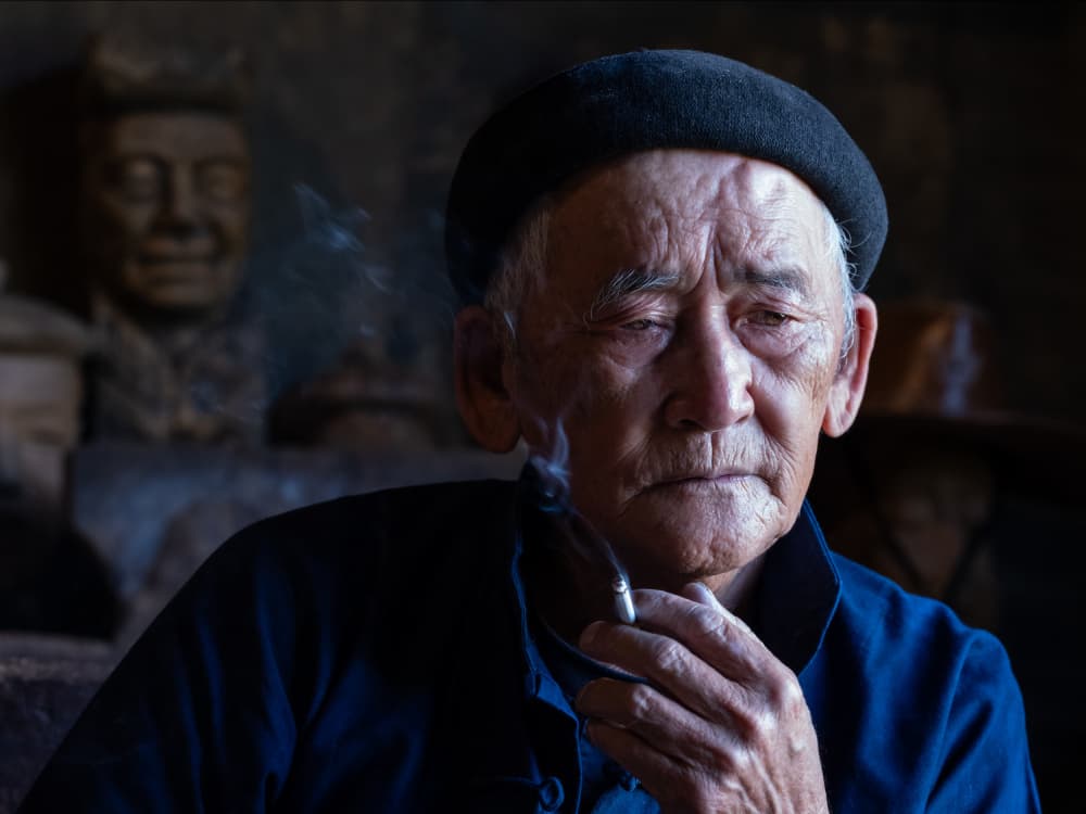 Pensive Smoking Man by HuongHoang — canvas wall art