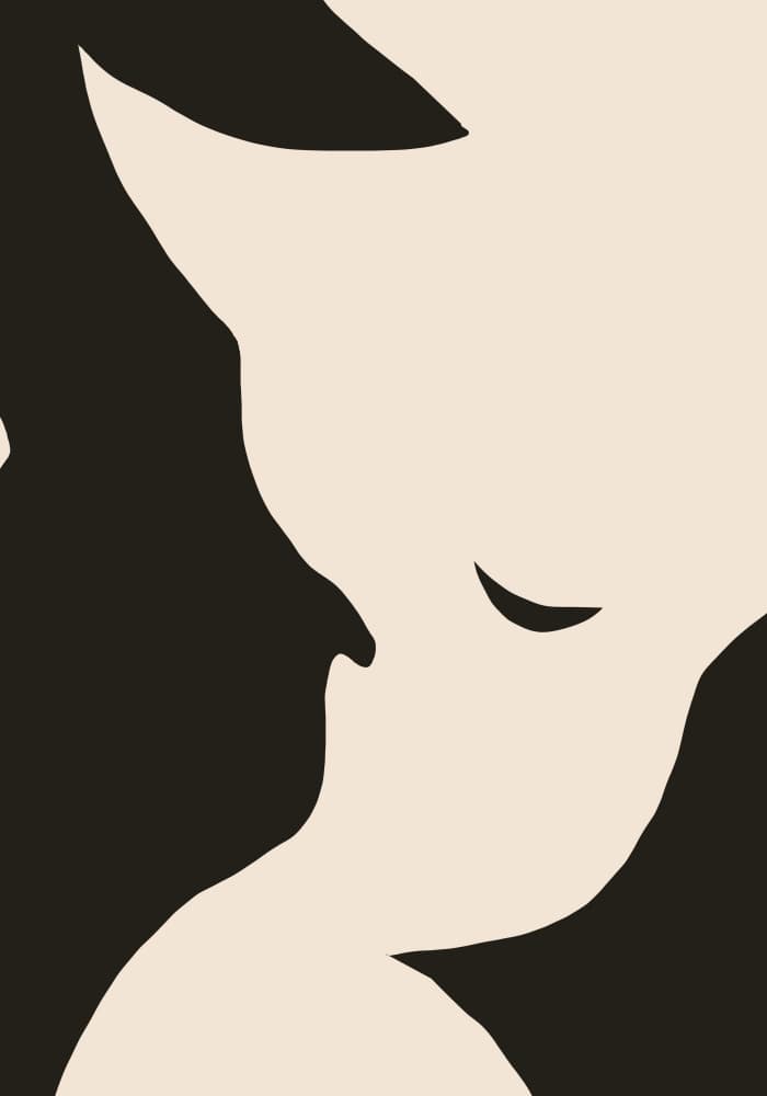 Romantic Kiss Profiles by Little Dean — canvas wall art