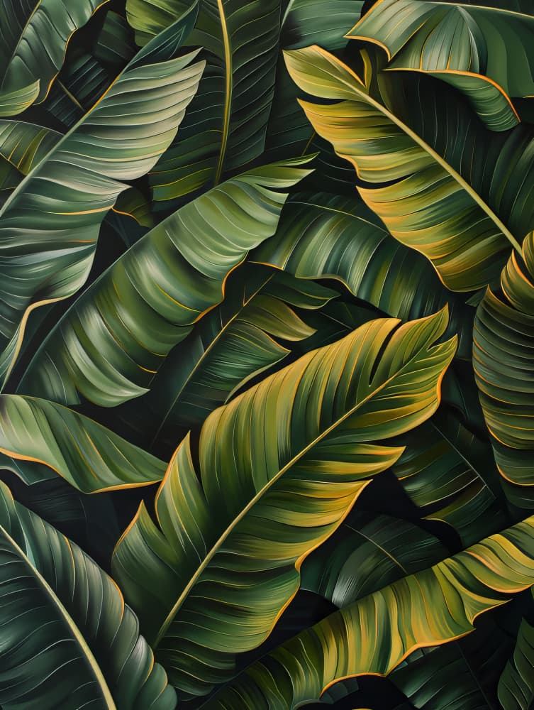 Lush Tropical Leaves by Bilge Paksoylu — canvas wall art
