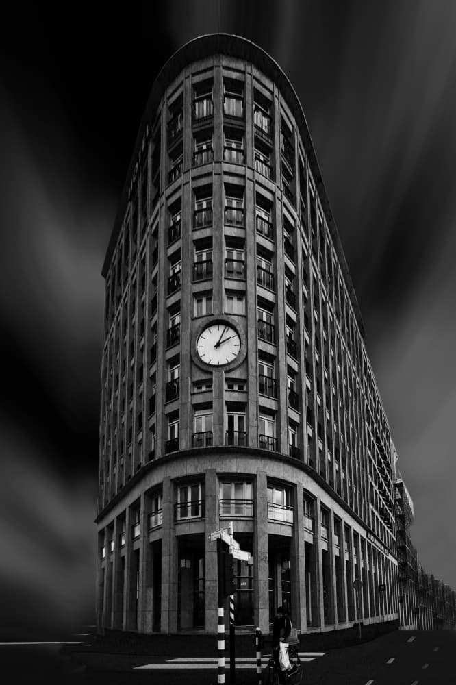 Dramatic City Clock by Henk Langerak — canvas wall art