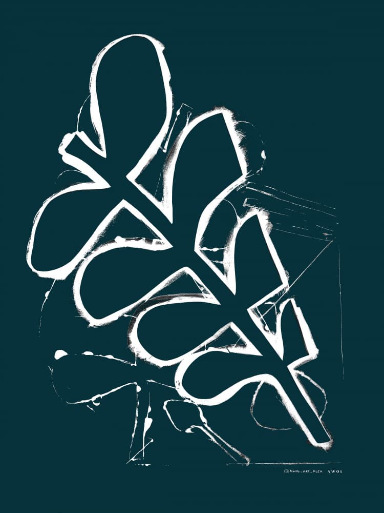 Organic Teal Forms by Awol Art Alex — canvas wall art