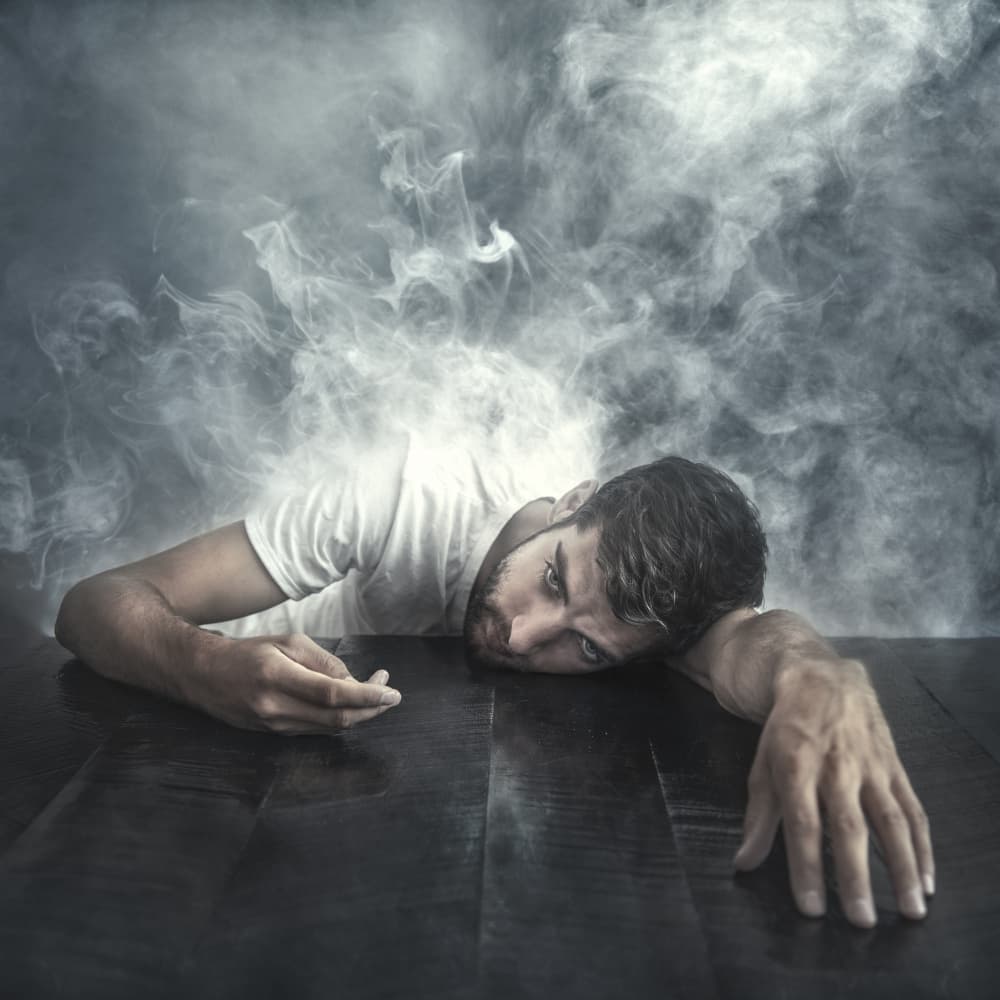 Weary Man in Smoke by Istvan Kadar — canvas wall art