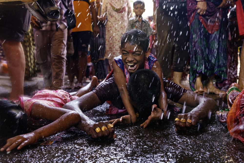 Wet Festival Fun by Rajarshi Bhattacharjee — canvas wall art