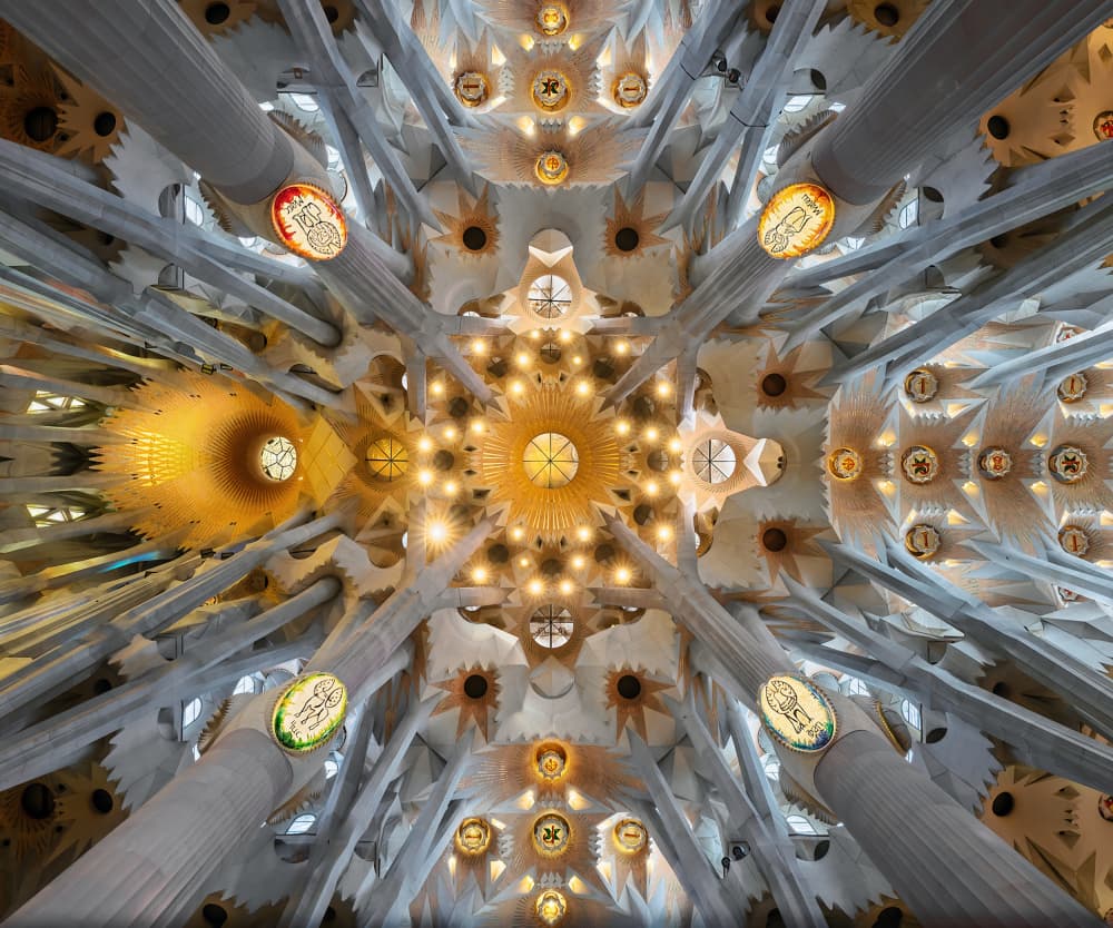 Golden Cathedral Interior by Antoni Figueras — canvas wall art