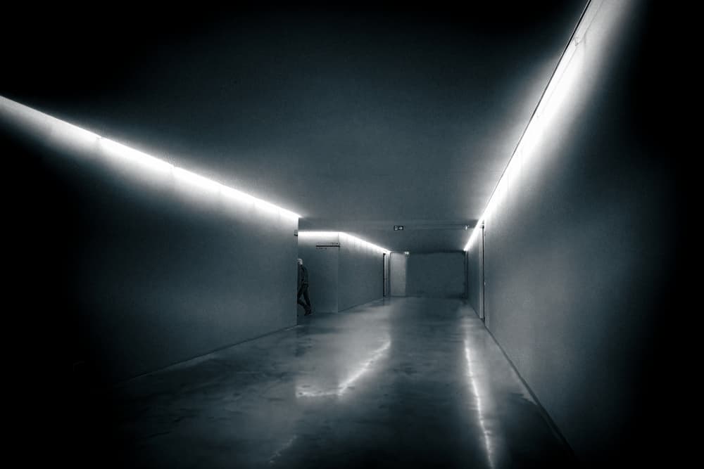 Dark Lit Corridor by Fred Louwen — canvas wall art