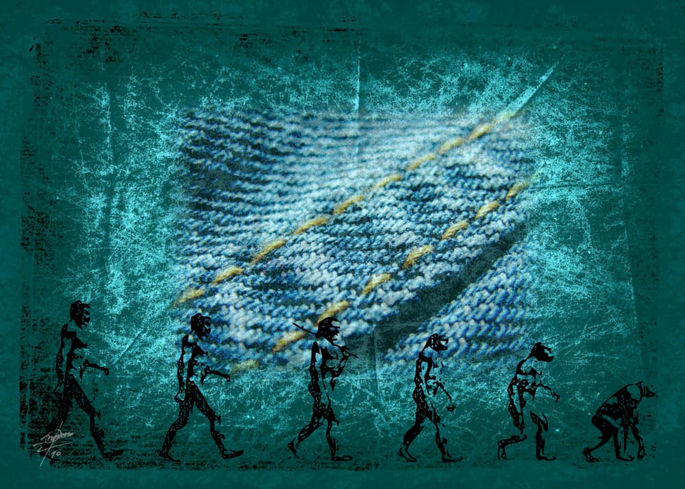 Denim Human Progress by Osvaldo Russo — canvas wall art