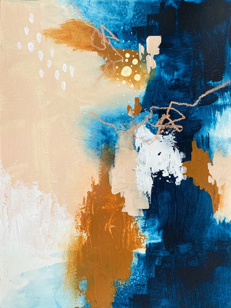 Dynamic Blue Gold by Alyson Storms — canvas wall art