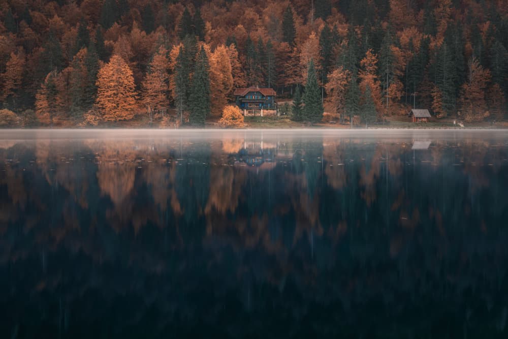 Autumn Lake Reflection by Thomas de Franzoni — canvas wall art