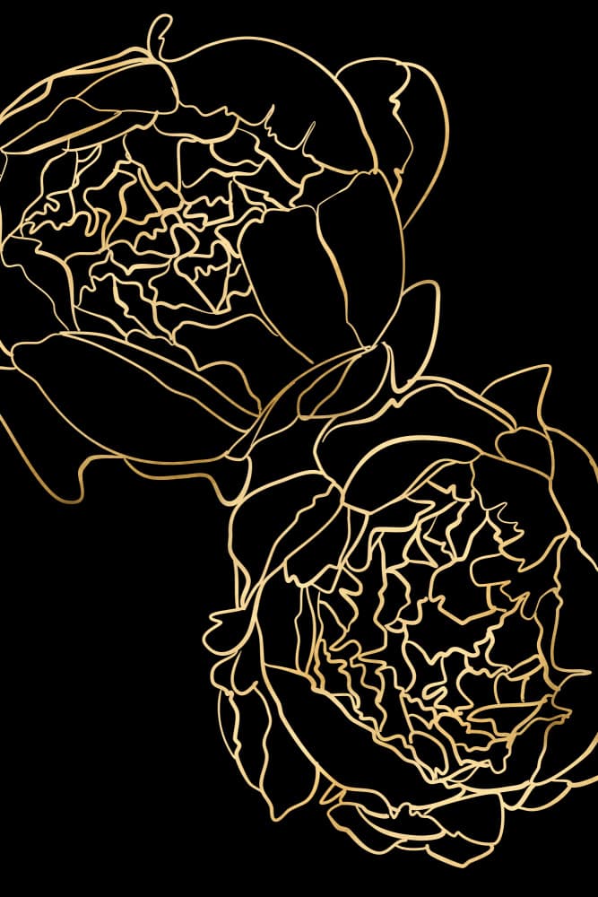 Elegant Gold Peonies by Rosana Laiz Blursbyai — canvas wall art