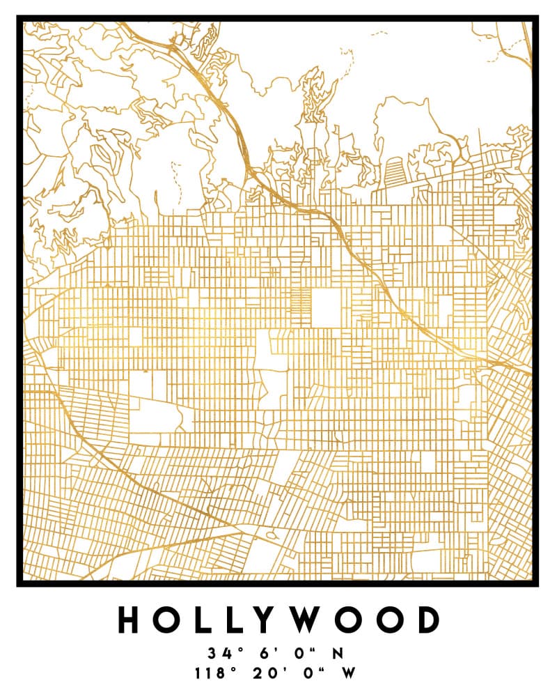 Hollywood Gold Map by Emiliano Deificus — canvas wall art