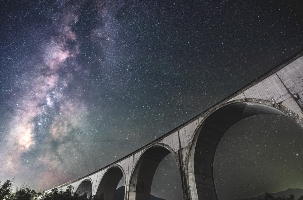 Milky Way Bridge Night by Hiroaki Ikeshita — canvas wall art