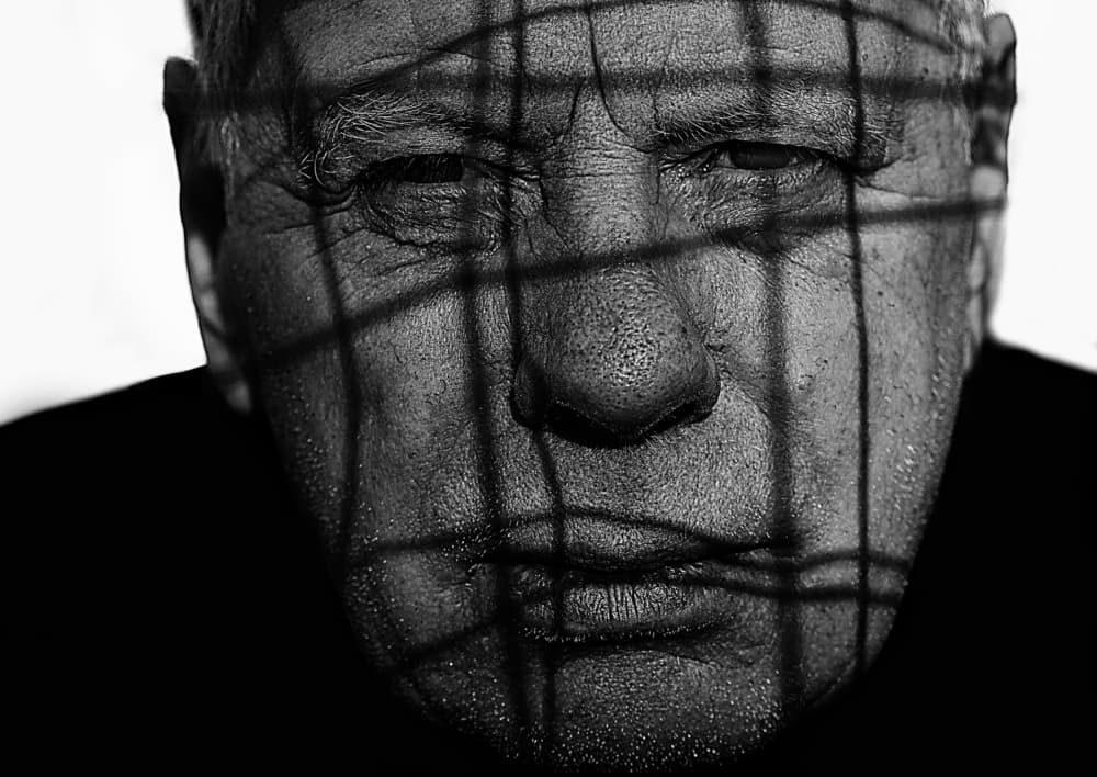 Pensive Man Grid Shadow by Ylva Sjögren — canvas wall art