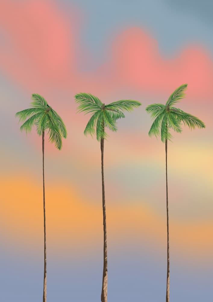Dreamy Sunset Palms by Nicholas — canvas wall art