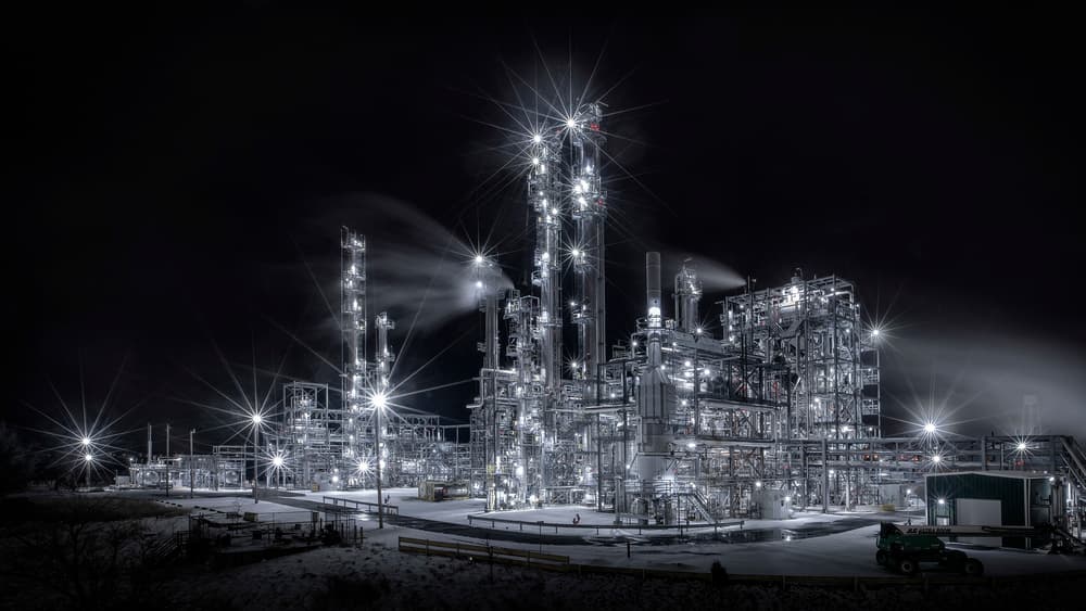 Glowing Industrial Plant by Hua Zhu — canvas wall art
