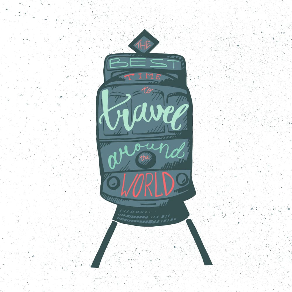 Vintage Travel Bus Quote by Marika Barsrsind — canvas wall art