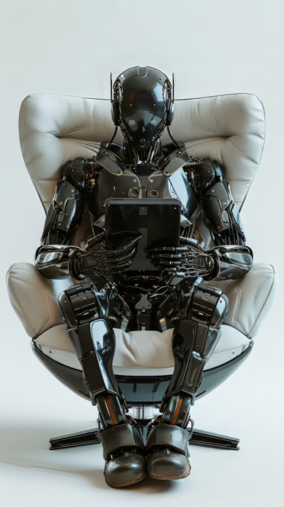 AI Robot With Tablet by Bilge Paksoylu — canvas wall art