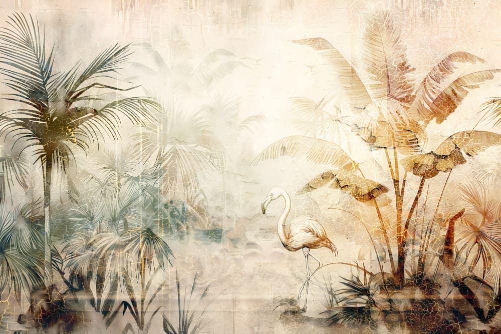 Serene Flamingo Jungle Oasis by Rafal Kulik — canvas wall art