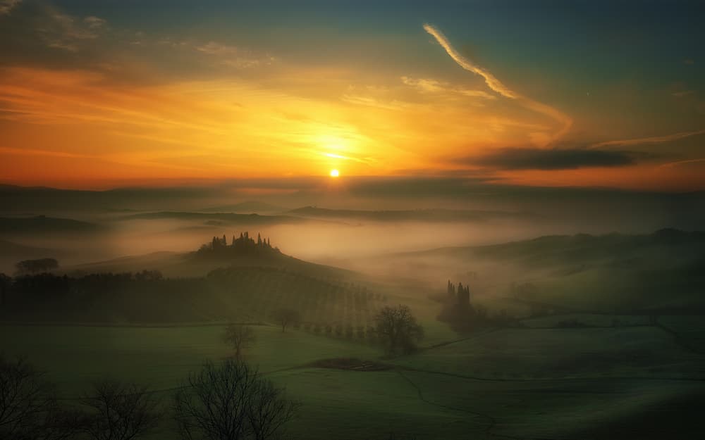 Misty Tuscan Sunrise by Fabrizio Massetti — canvas wall art