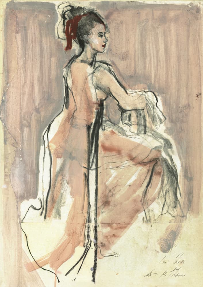 Graceful Seated Woman by Ute Rathmann — canvas wall art