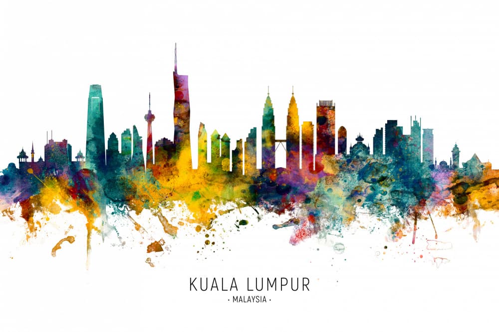 Vibrant Kuala Lumpur Skyline by Michael Tompsett — canvas wall art