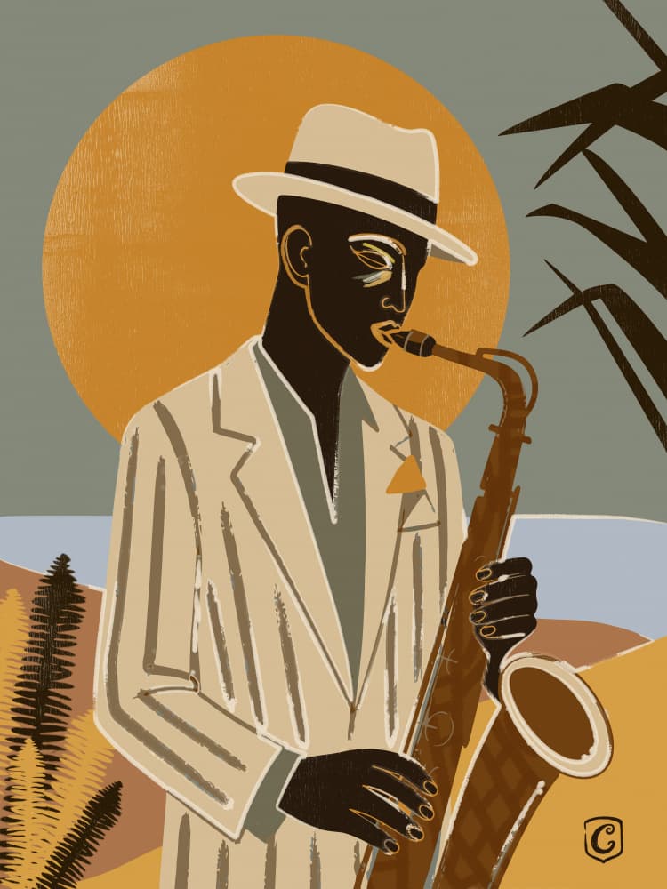 Cool Jazz Sunset by Cannavaro — canvas wall art