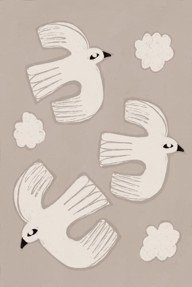 Peaceful White Birds Flying by Treechild — canvas wall art