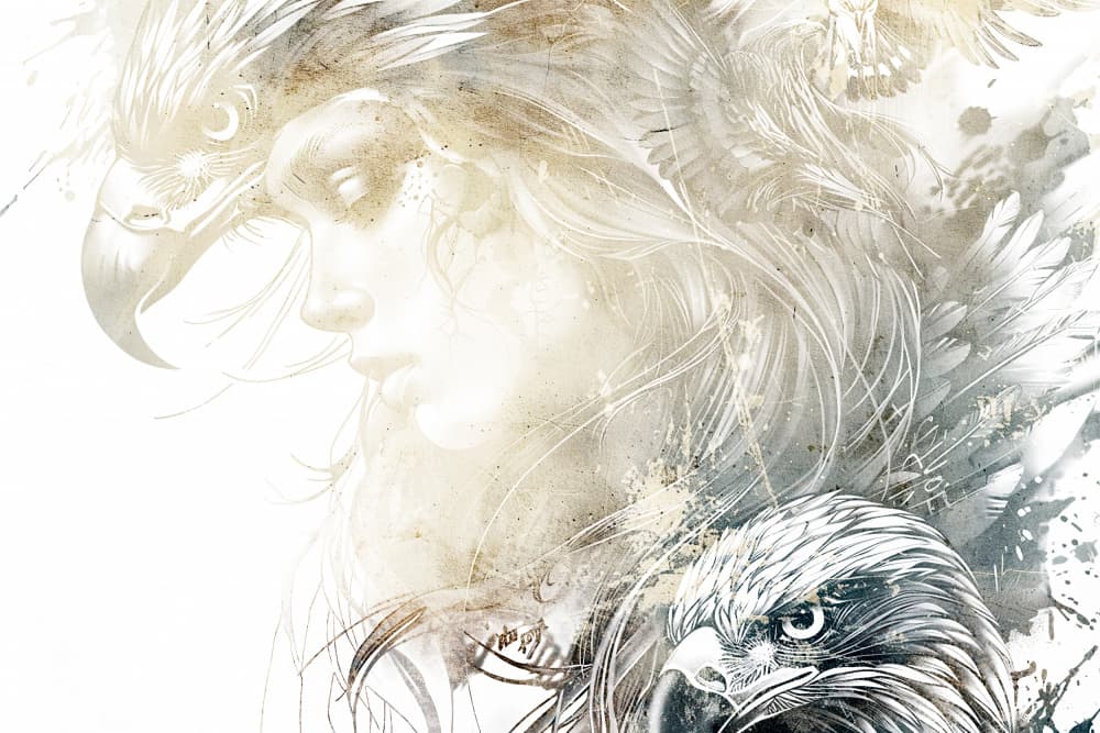 Mystical Eagle Woman by Rafal Kulik — canvas wall art