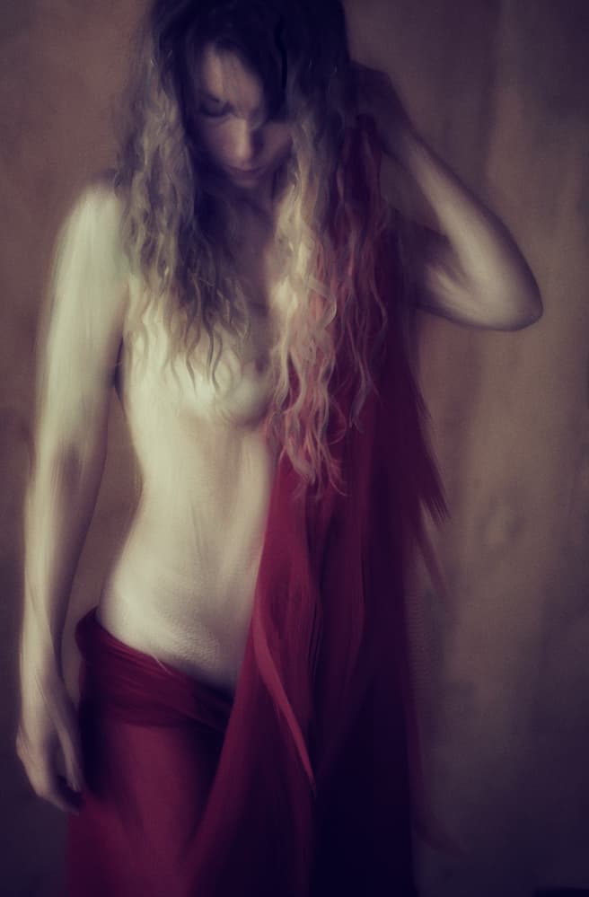 Ethereal Woman Red Fabric by Charlaine Gerber — canvas wall art