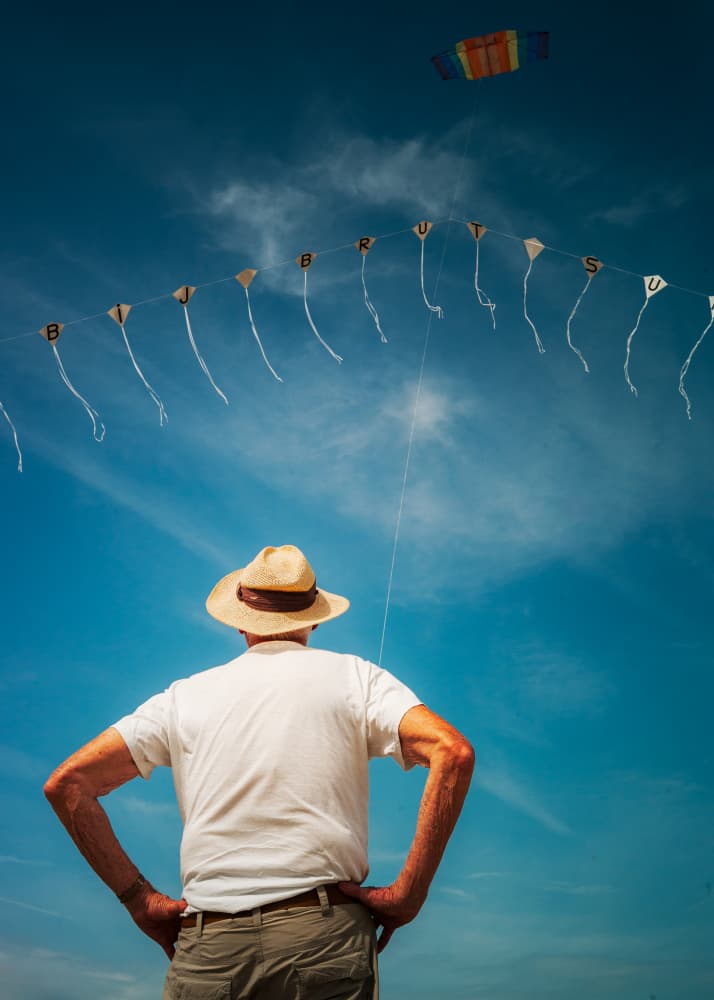 Man Flying Kite by Rudy Mareel — canvas wall art