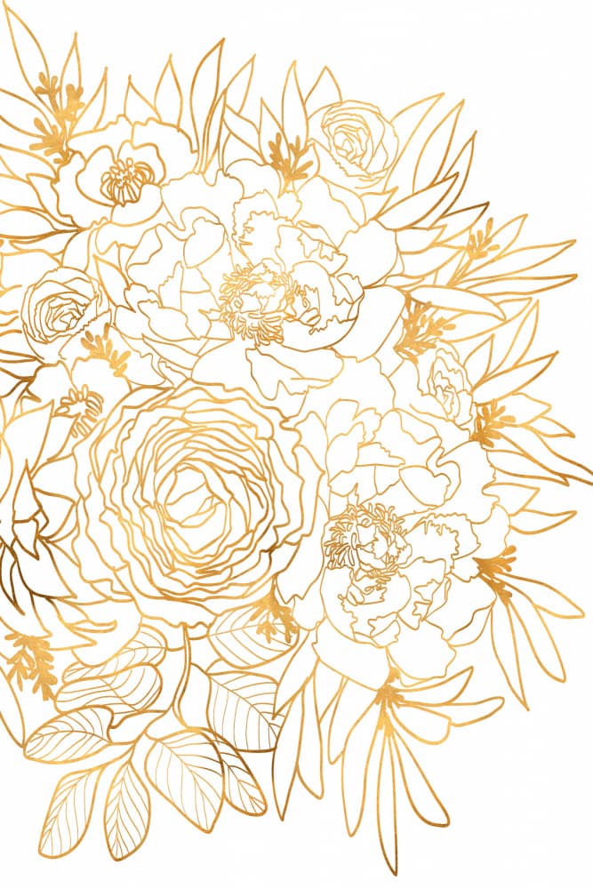 Golden Floral Bouquet by Rosana Laiz Blursbyai — canvas wall art