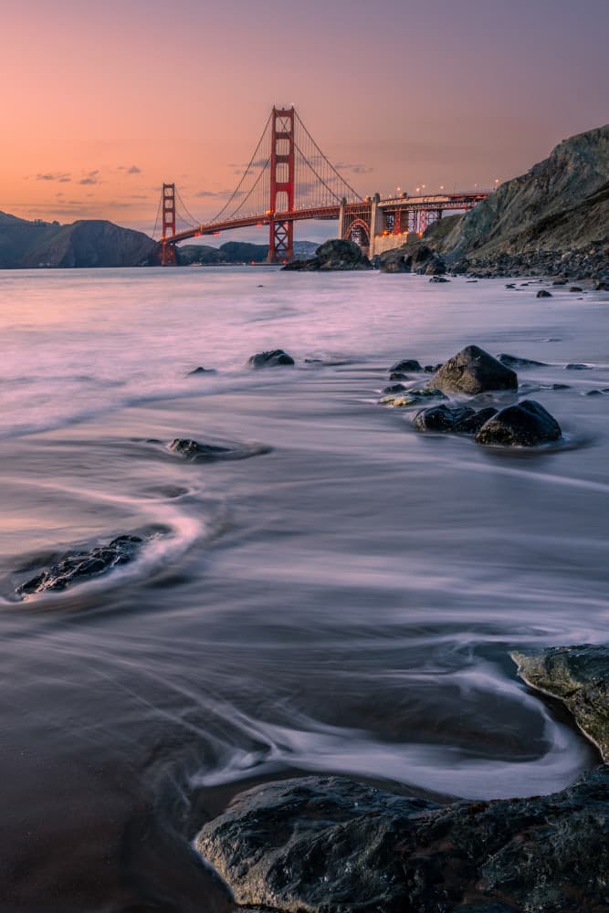Golden Gate Coastal Sunset by Sophia Li — canvas wall art