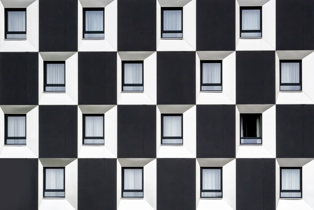 Urban Checkerboard Windows by Linda Wride — canvas wall art